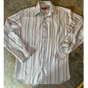 Report Collection Striped Button-Down Shirt Men’s M Retro Multi-Color